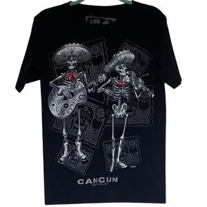 TanTan Black Graphic T-Shirt with Skeleton Design